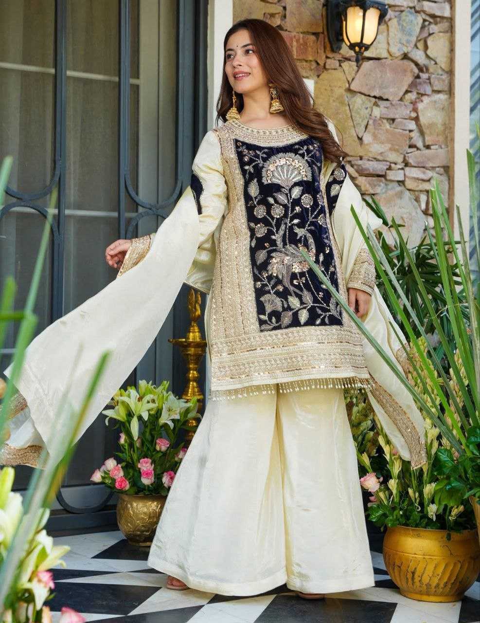 YNF Wholesale Velvet Embroidery Suits KESH334 palazzo | Surat Manufacturer