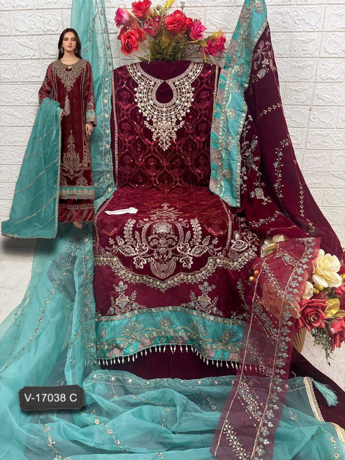 YNF Wholesale Velvet Pakistani Suits KESH677 FEPIC ROSEMEEN 17038 | Surat Manufacturer