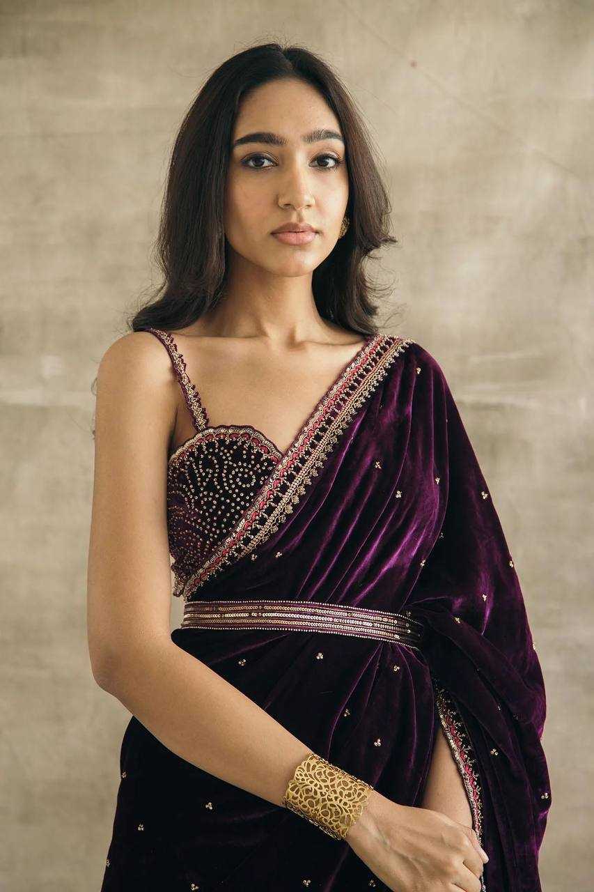 YNF Wholesale Velvet Party Wear Sarees RIN213 309 | Surat Manufacturer