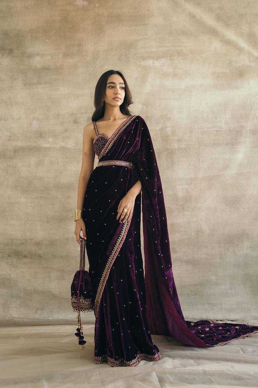 YNF Wholesale Velvet Party Wear Sarees RIN213 309 | Surat Manufacturer