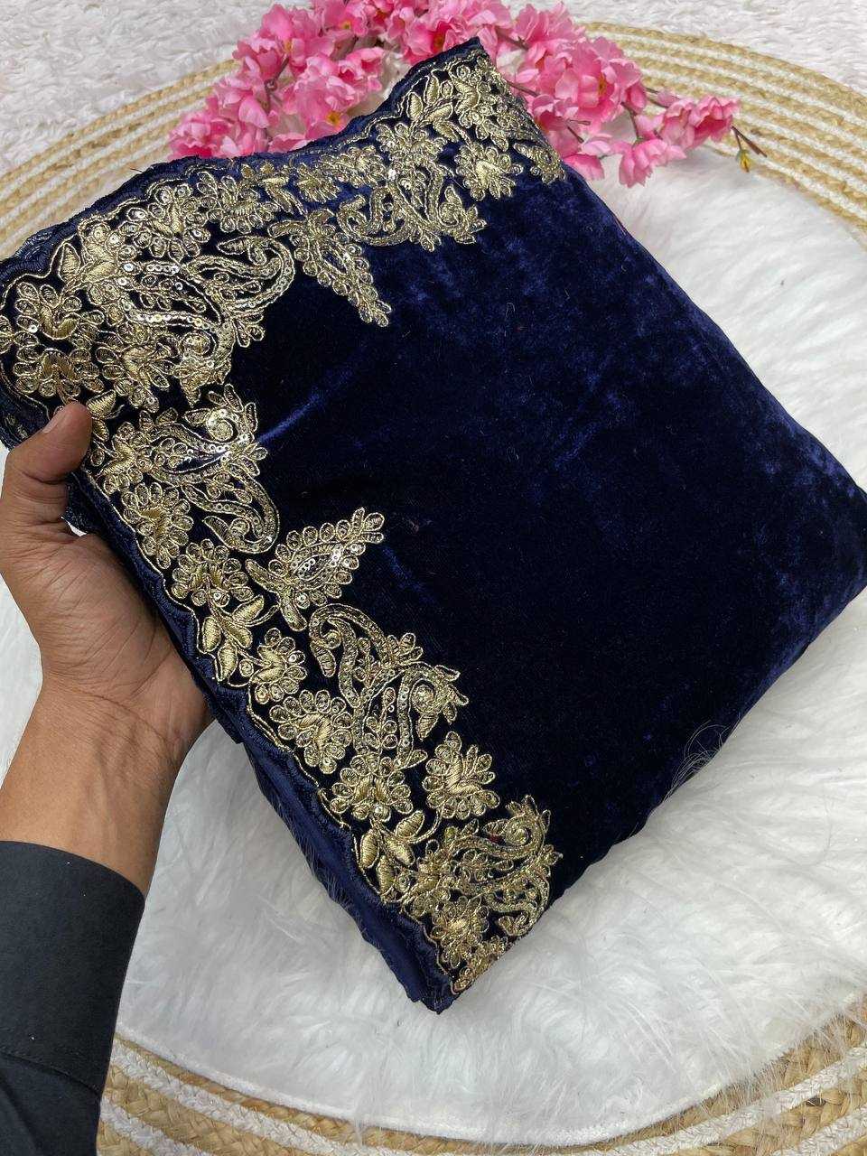 Ynf Velvet  Sarees Festive Collections Wholesale Velvet Sarees Embroidered Sarees Cutwork Saree Manufacturer - YNF Online