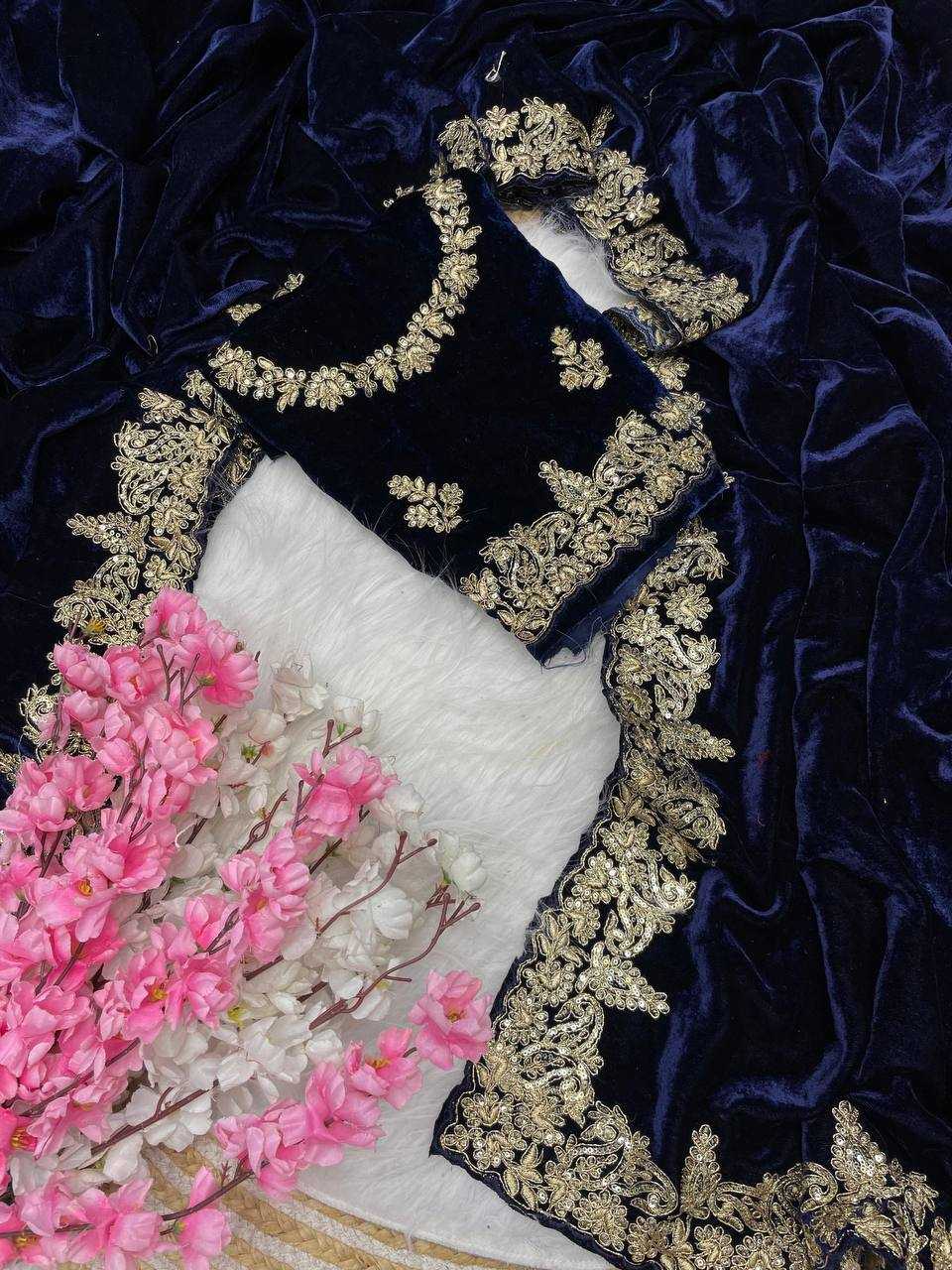 Ynf Velvet  Sarees Festive Collections Wholesale Velvet Sarees Embroidered Sarees Cutwork Saree Manufacturer - YNF Online