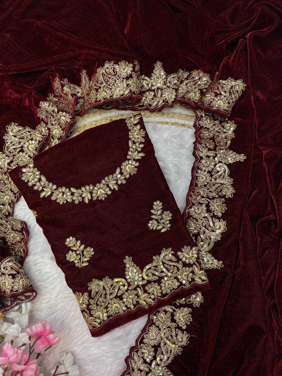 Ynf Velvet  Sarees Wholesale Sequence Sarees Velvet Sarees Embroidered Sarees Manufacturer - YNF Online