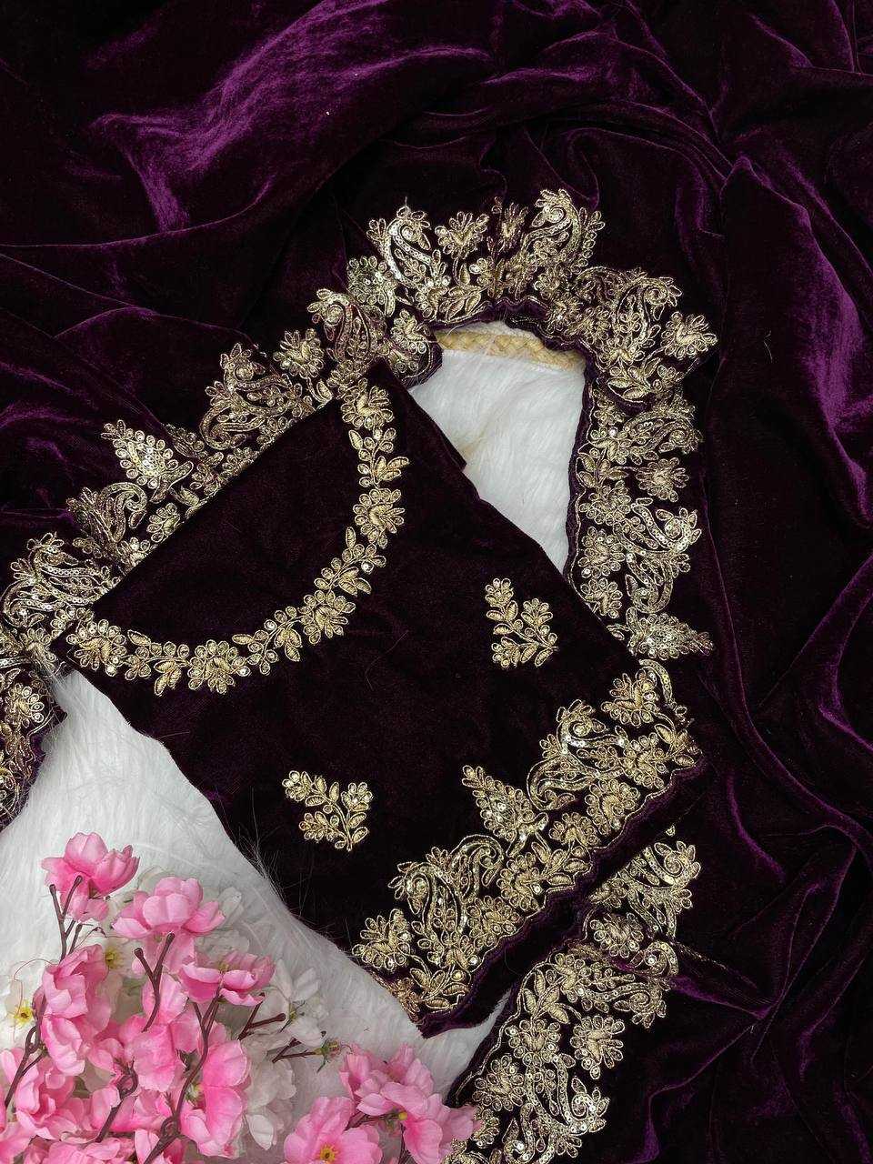 Ynf Velvet  Sarees Wholesale Sequence Sarees Velvet Sarees Embroidered Sarees Manufacturer - YNF Online