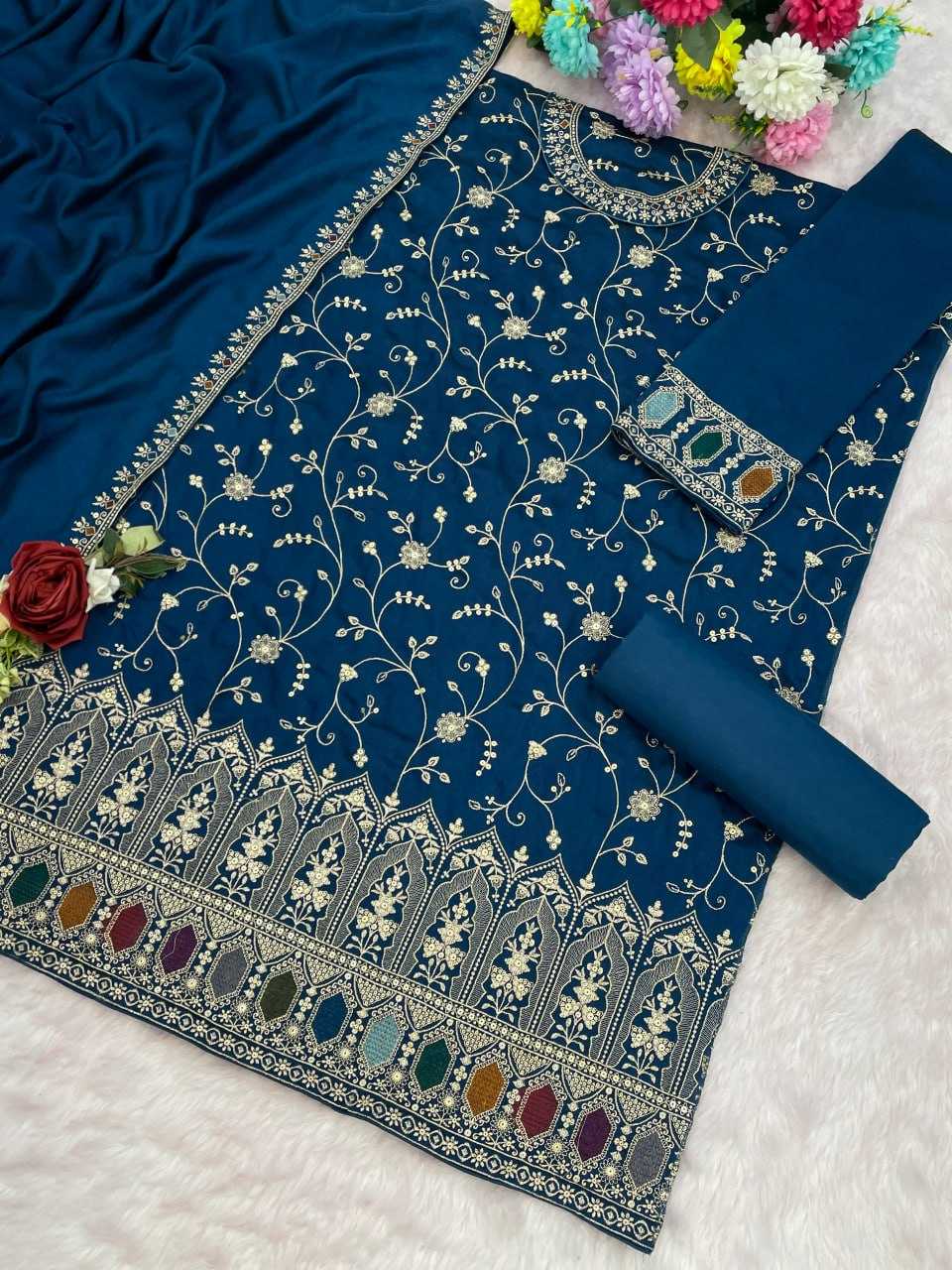 YNF Wholesale Vichitra Silk Embroidery Suits KESH704 OS 3102 | Surat Manufacturer