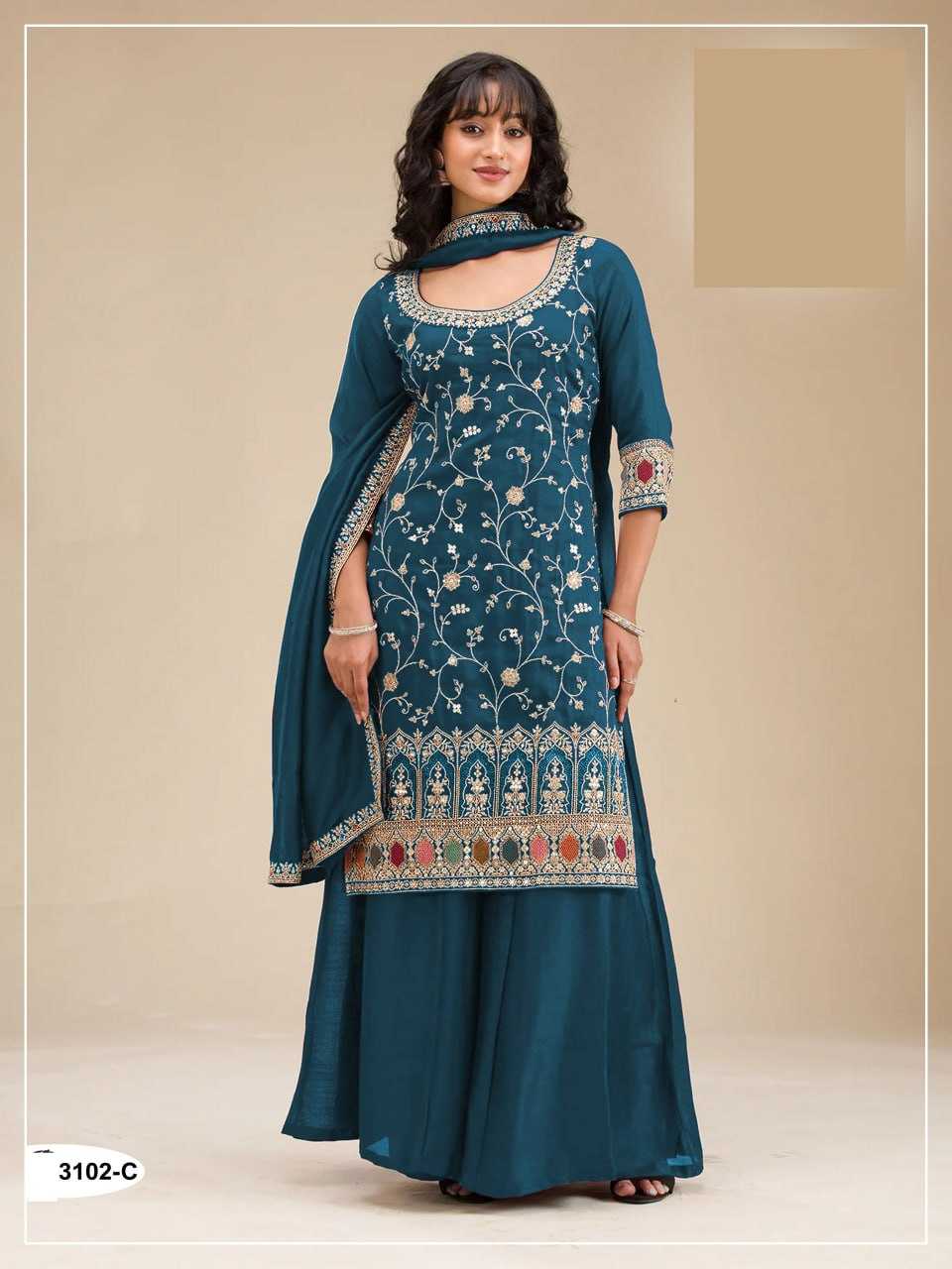 YNF Wholesale Vichitra Silk Embroidery Suits KESH704 OS 3102 | Surat Manufacturer