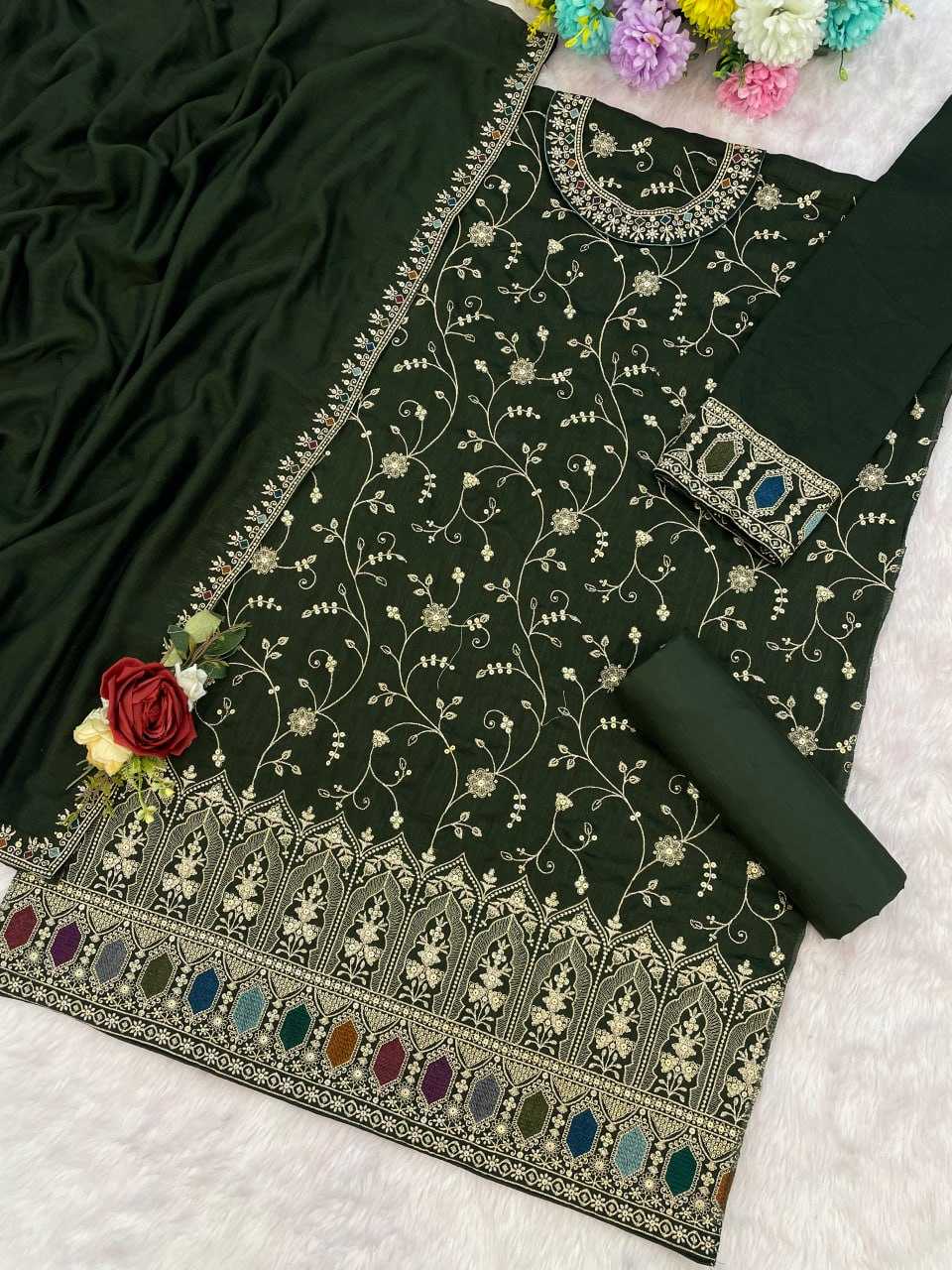 YNF Wholesale Vichitra Silk Embroidery Suits KESH704 OS 3102 | Surat Manufacturer