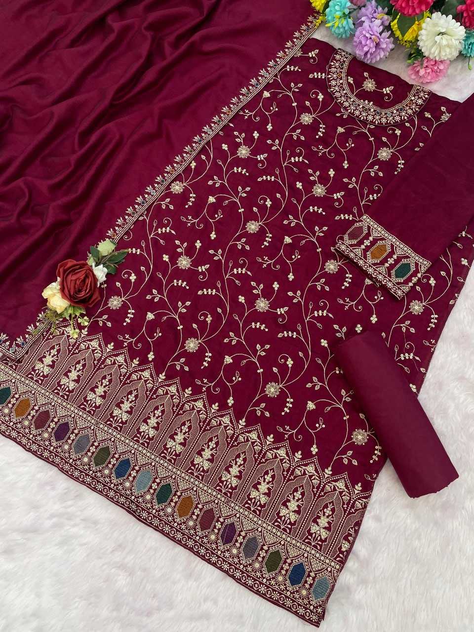 YNF Wholesale Vichitra Silk Embroidery Suits KESH704 OS 3102 | Surat Manufacturer