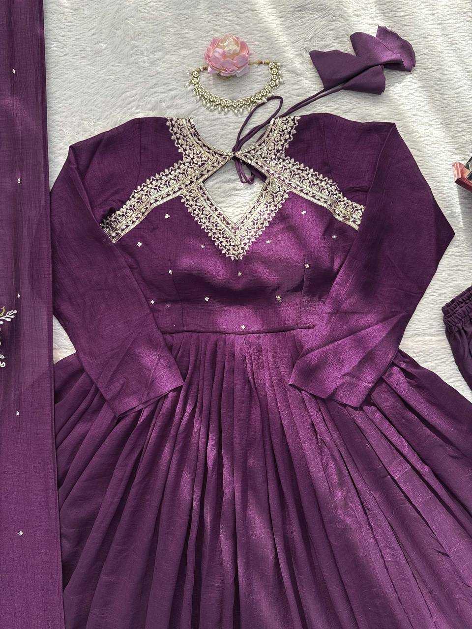 YNF Wholesale Vichitra Silk Anarkali Suits RIN162 5975 | Surat Manufacturer