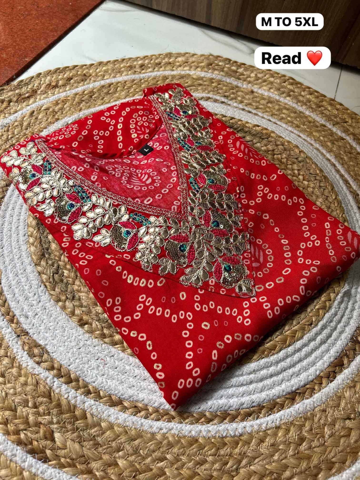 YNF Wholesale Bandhani Silk Printed Kurtis KESH720 GOTA | Surat Manufacturer