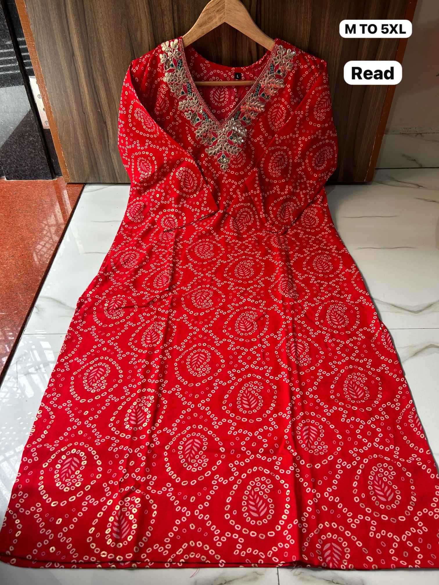 YNF Wholesale Bandhani Silk Printed Kurtis KESH720 GOTA | Surat Manufacturer