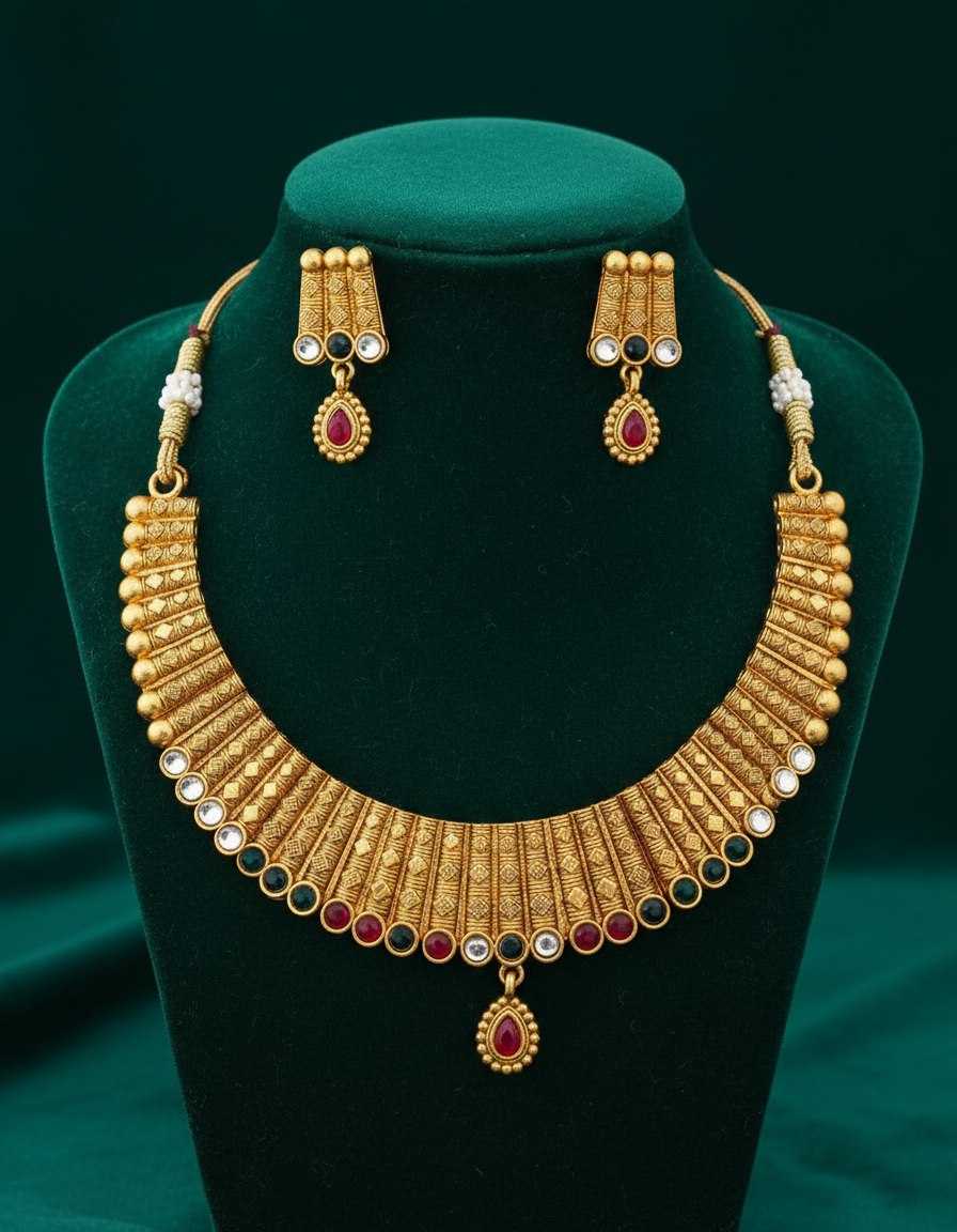 YNF Wholesale Brass Golden Necklace Set KESH191 1 | Surat Manufacturer