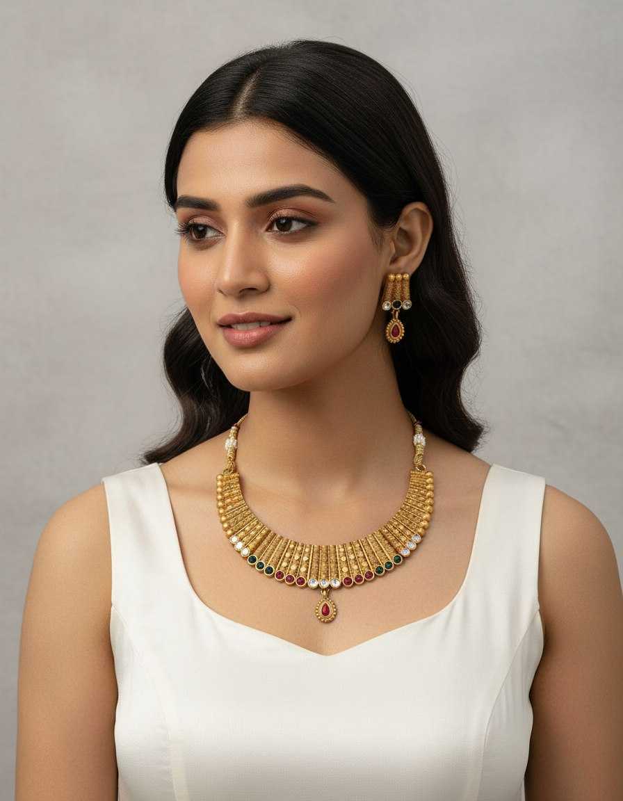 YNF Wholesale Brass Golden Necklace Set KESH191 1 | Surat Manufacturer