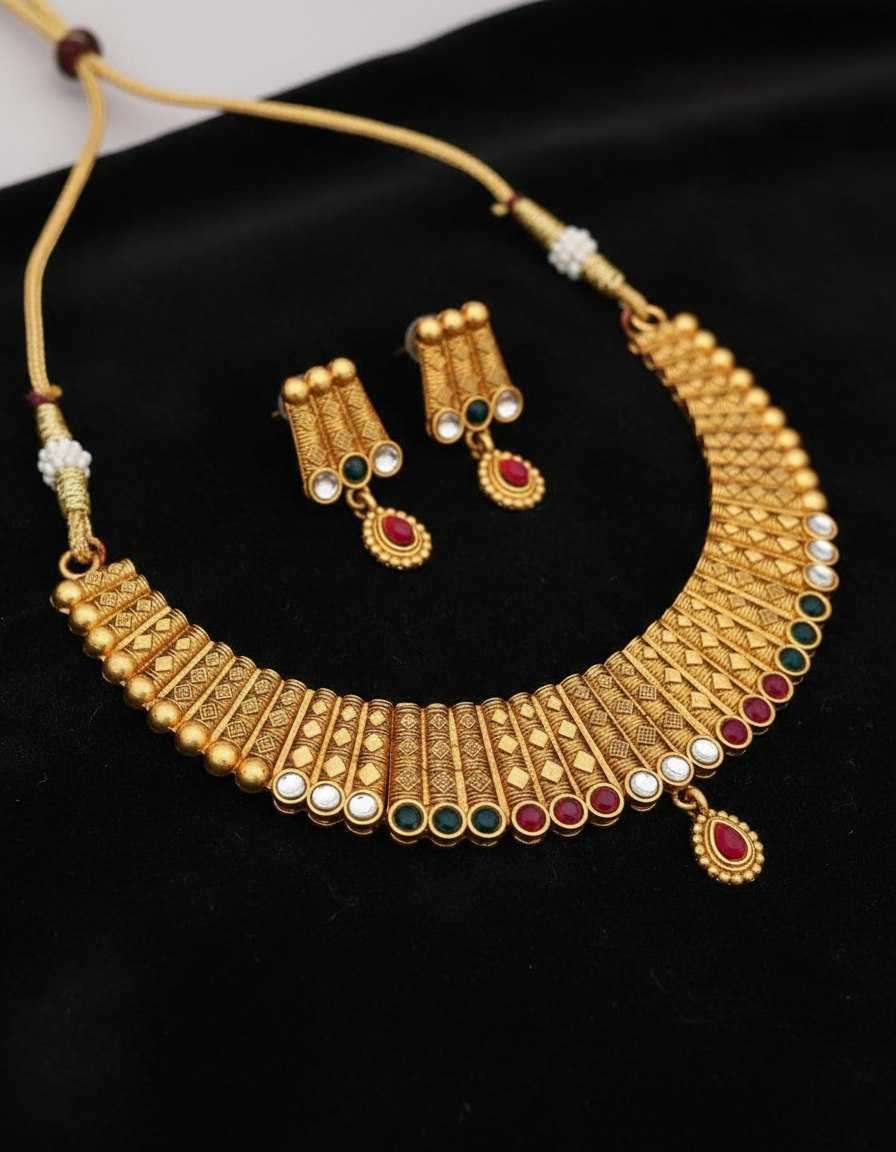 YNF Wholesale Brass Golden Necklace Set KESH191 1 | Surat Manufacturer