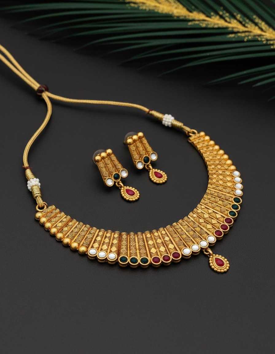 YNF Wholesale Brass Golden Necklace Set KESH191 1 | Surat Manufacturer