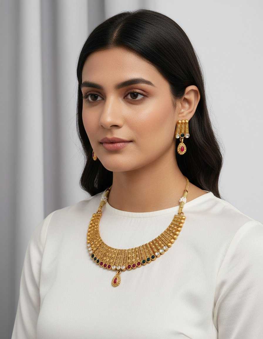YNF Wholesale Brass Golden Necklace Set KESH191 1 | Surat Manufacturer