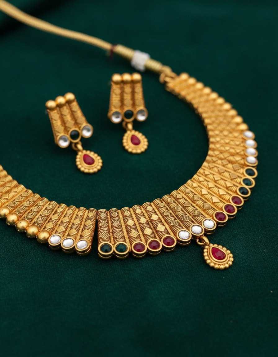 YNF Wholesale Brass Golden Necklace Set KESH191 1 | Surat Manufacturer