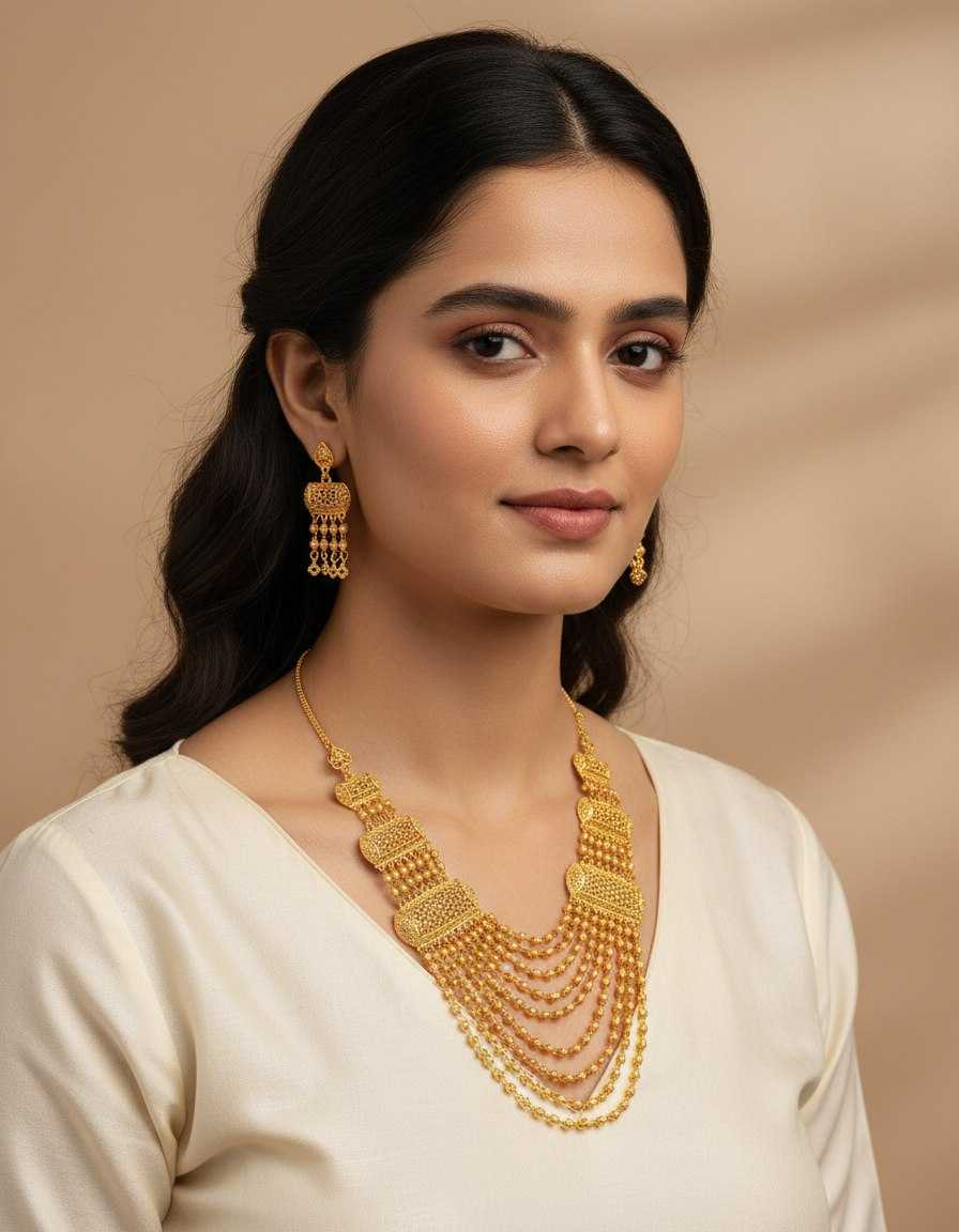 YNF Wholesale Brass Golden Necklace Set KESH191 KAJU | Surat Manufacturer