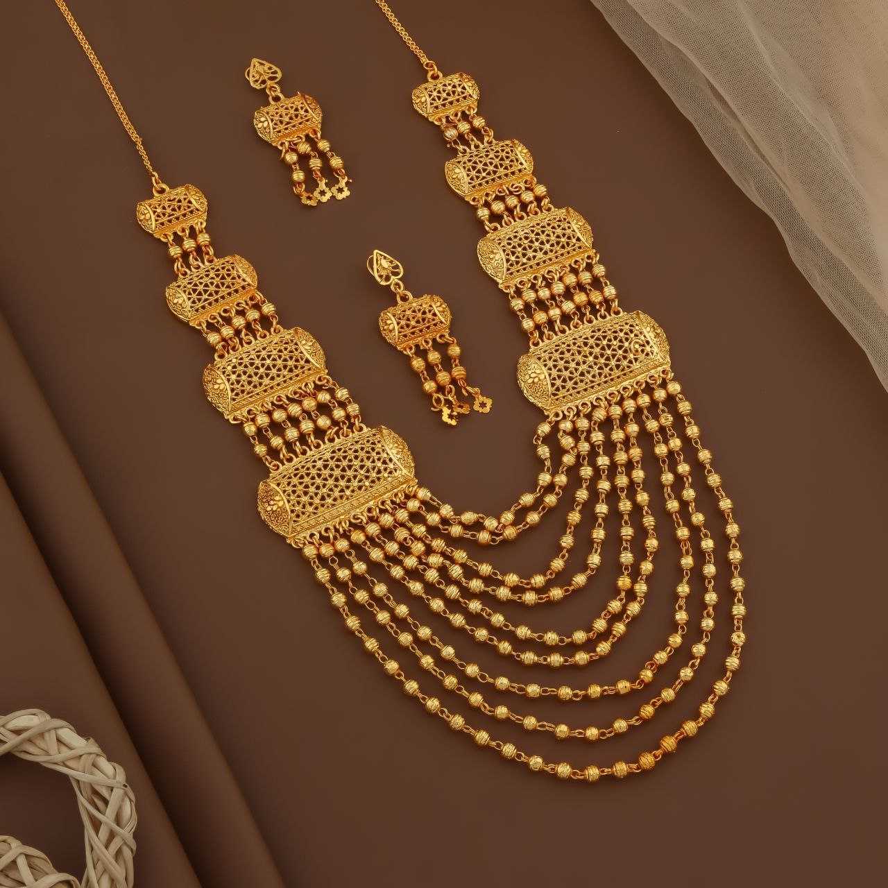 YNF Wholesale Brass Golden Necklace Set KESH191 KAJU | Surat Manufacturer