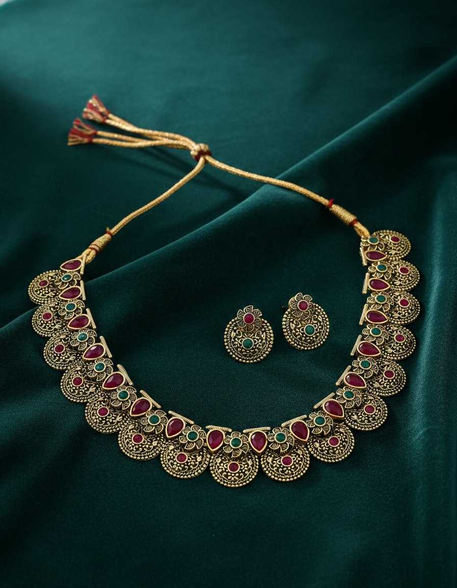 YNF Wholesale Brass Golden Necklace Set KESH191 PARESH | Surat Manufacturer