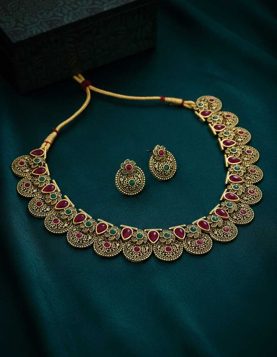 YNF Wholesale Brass Golden Necklace Set KESH191 PARESH | Surat Manufacturer