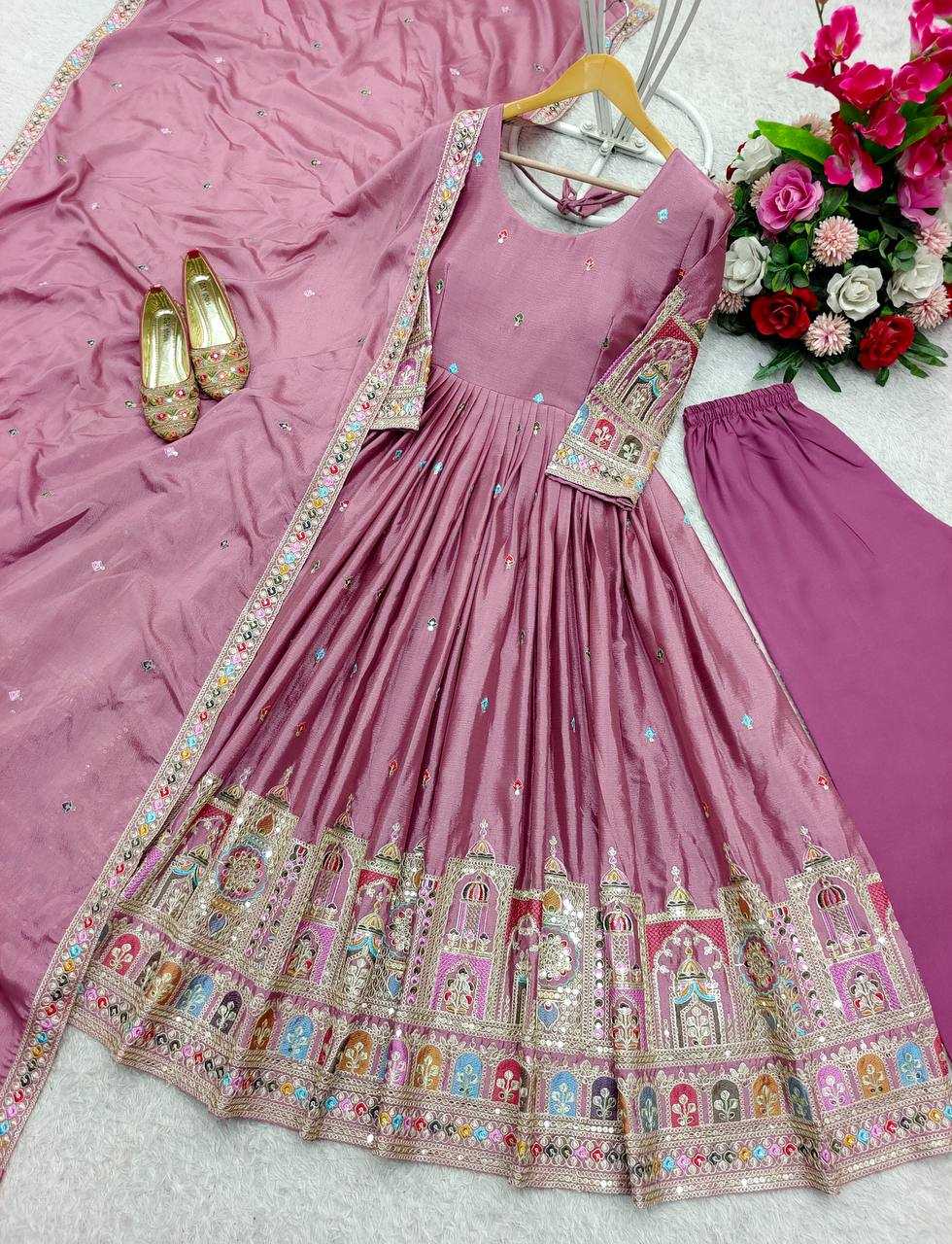 YNF Wholesale Chinon Silk Embroidered Gown KESH506 1191 | Surat Manufacturer