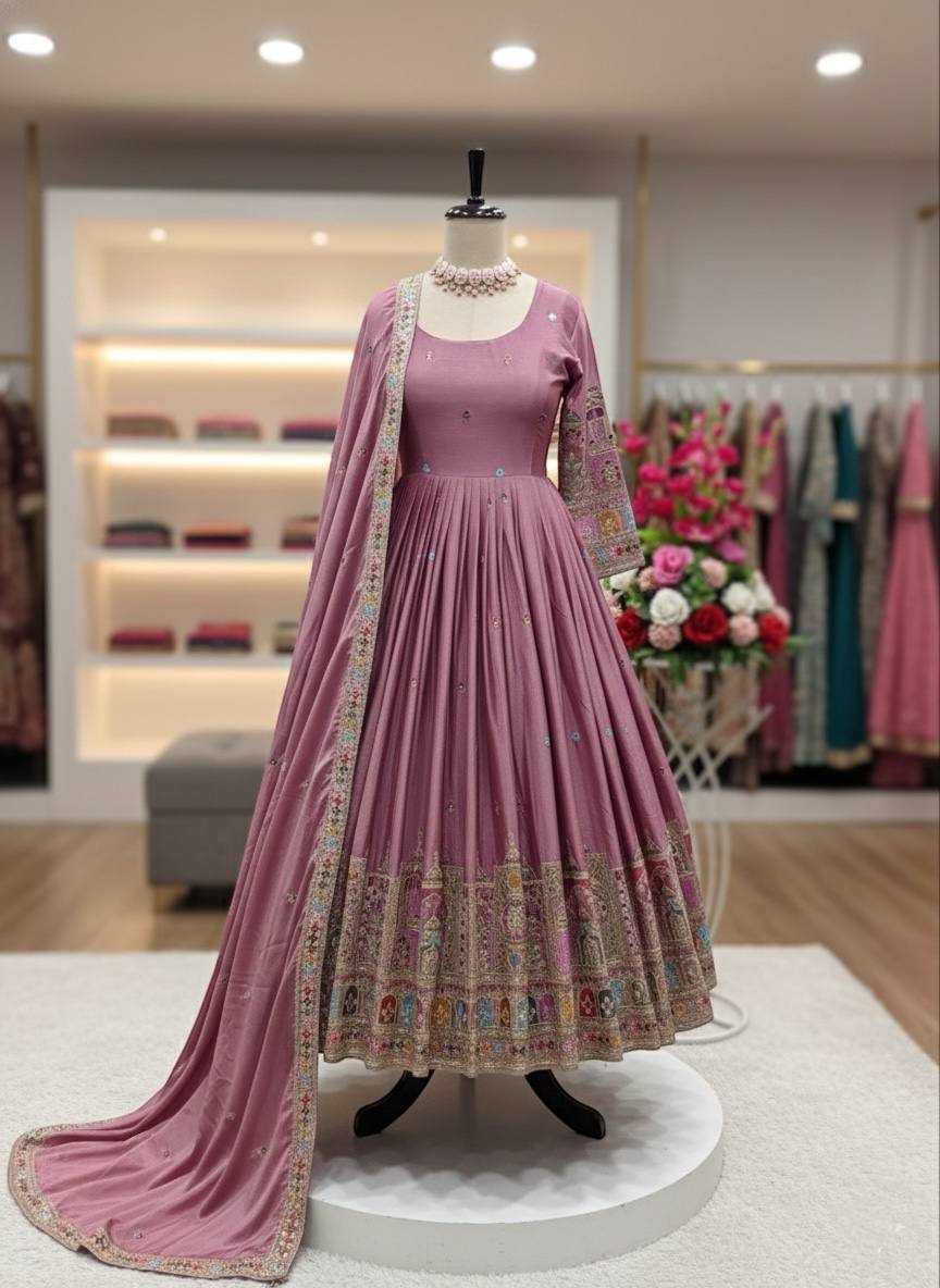 YNF Wholesale Chinon Silk Embroidered Gown KESH506 1191 | Surat Manufacturer