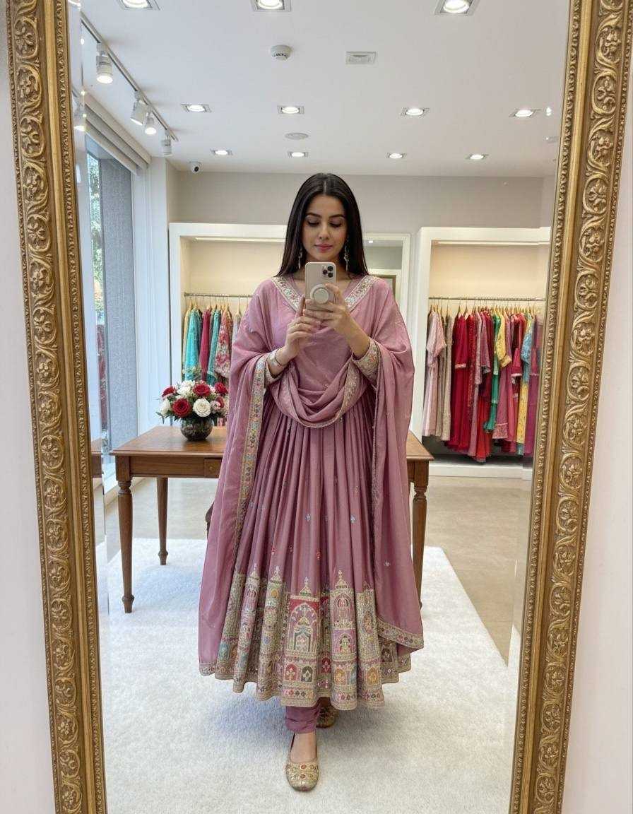 YNF Wholesale Chinon Silk Embroidered Gown KESH506 1191 | Surat Manufacturer