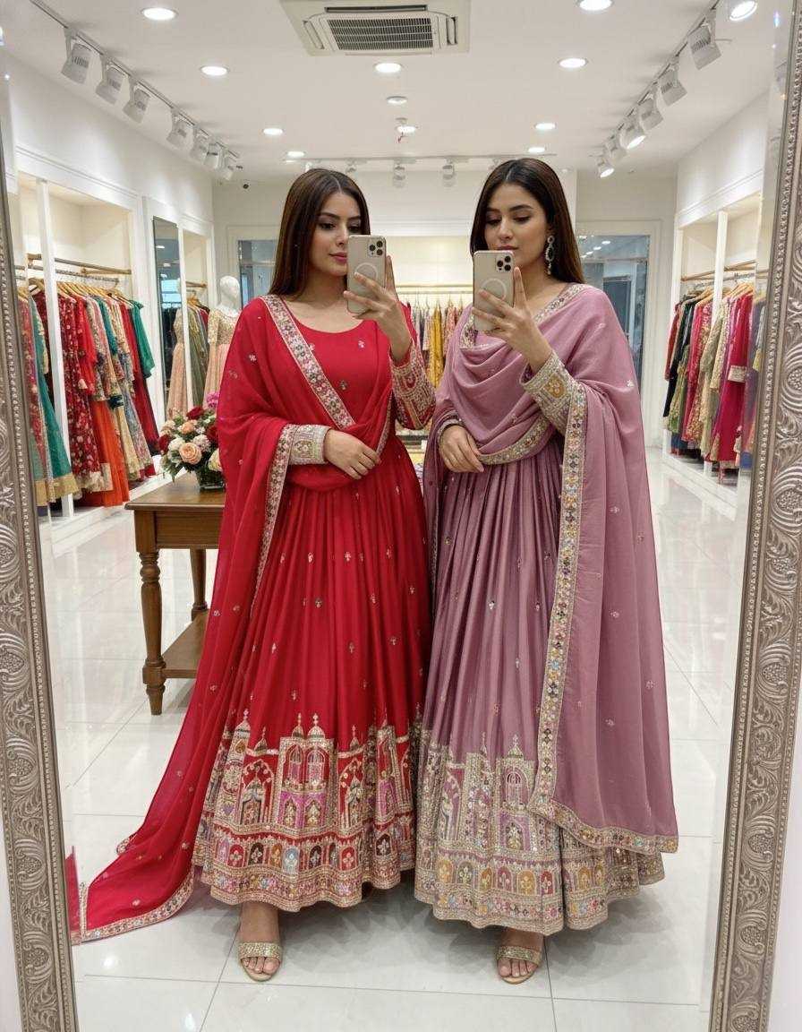 YNF Wholesale Chinon Silk Embroidered Gown KESH506 1191 | Surat Manufacturer