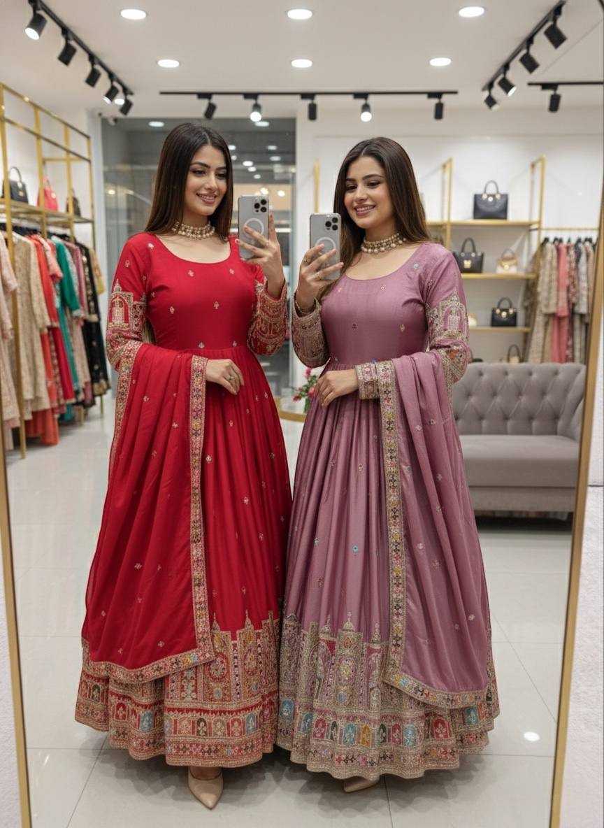 YNF Wholesale Chinon Silk Embroidered Gown KESH506 1191 | Surat Manufacturer