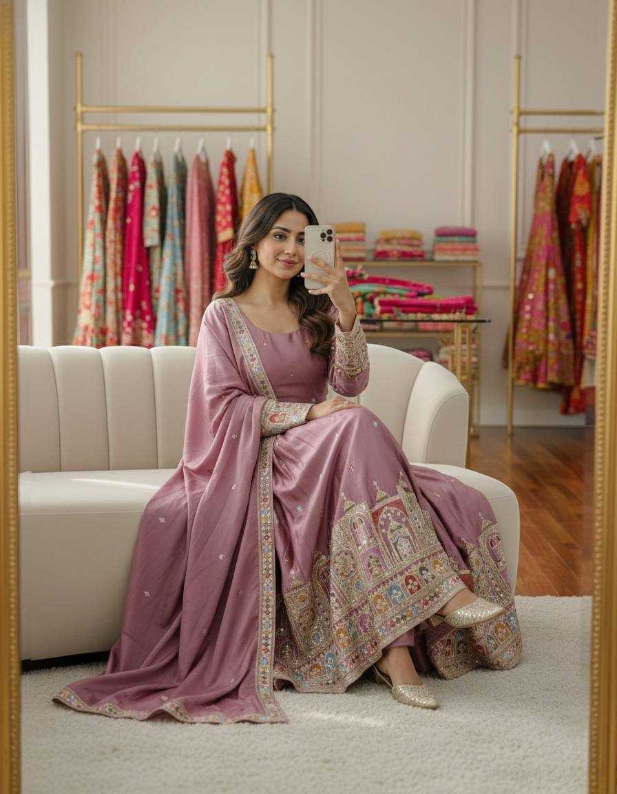 YNF Wholesale Chinon Silk Embroidered Gown KESH506 1191 | Surat Manufacturer