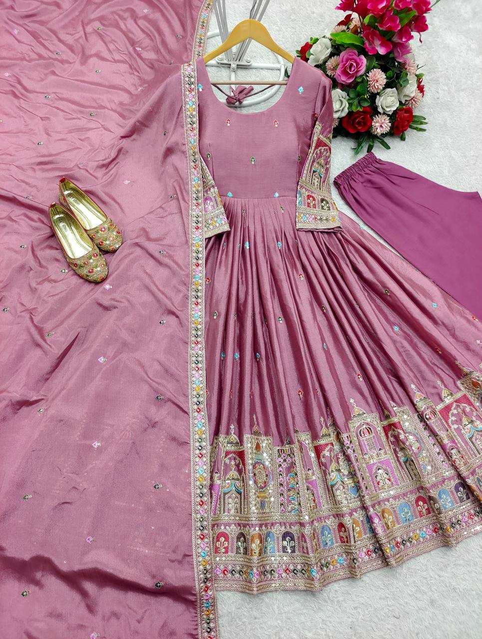 YNF Wholesale Chinon Silk Embroidered Gown KESH506 1191 | Surat Manufacturer