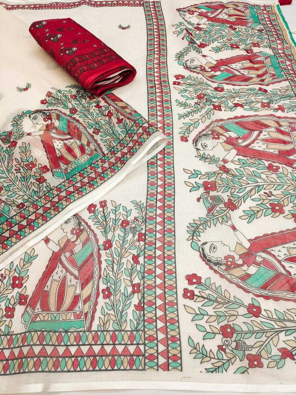 YNF Wholesale Cotton Linen Cotton Linen Sarees RIN231 MADHUBANI PRINT | Surat Manufacturer
