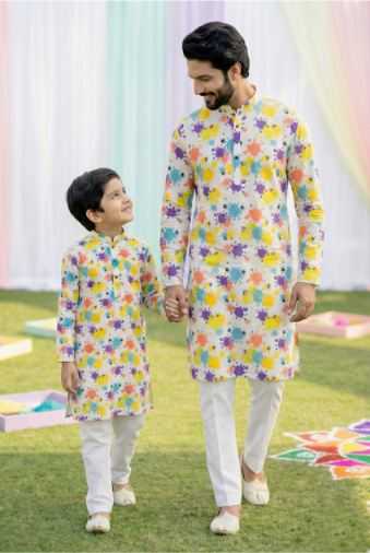 YNF Wholesale Cotton Boys Kurta Pyjama RIN223 Father-Son Combo Kurta Pyjama | Surat Manufacturer