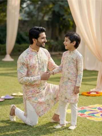 YNF Wholesale Cotton Boys Kurta Pyjama RIN223 Father-Son Combo Kurta Pyjama | Surat Manufacturer