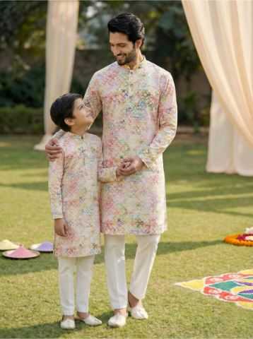 YNF Wholesale Cotton Boys Kurta Pyjama RIN223 Father-Son Combo Kurta Pyjama | Surat Manufacturer