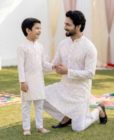 YNF Wholesale Cotton Boys Kurta Pyjama RIN223 Father-Son Combo Kurta Pyjama | Surat Manufacturer