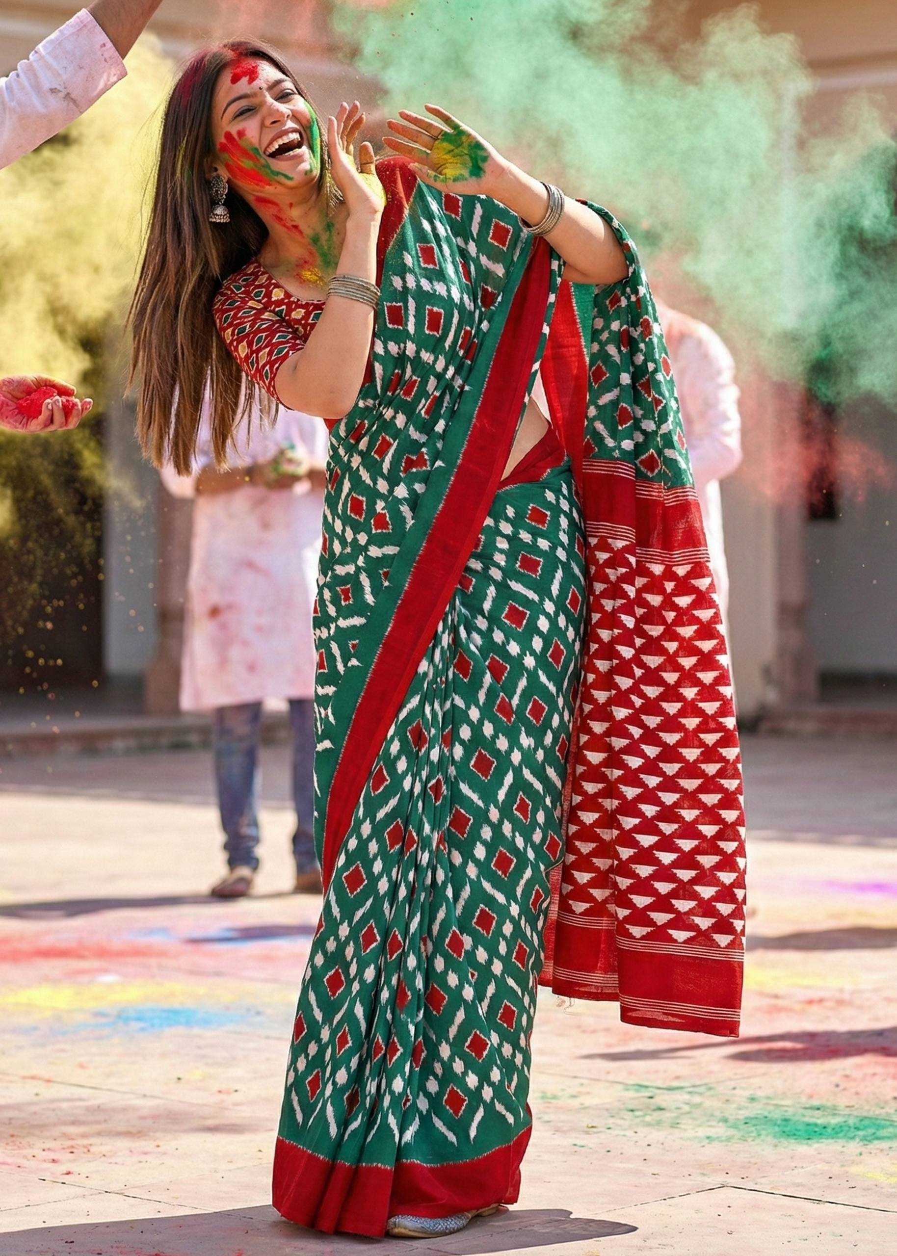 YNF Wholesale Cotton Printed Sarees RIN229 Holi | Surat Manufacturer