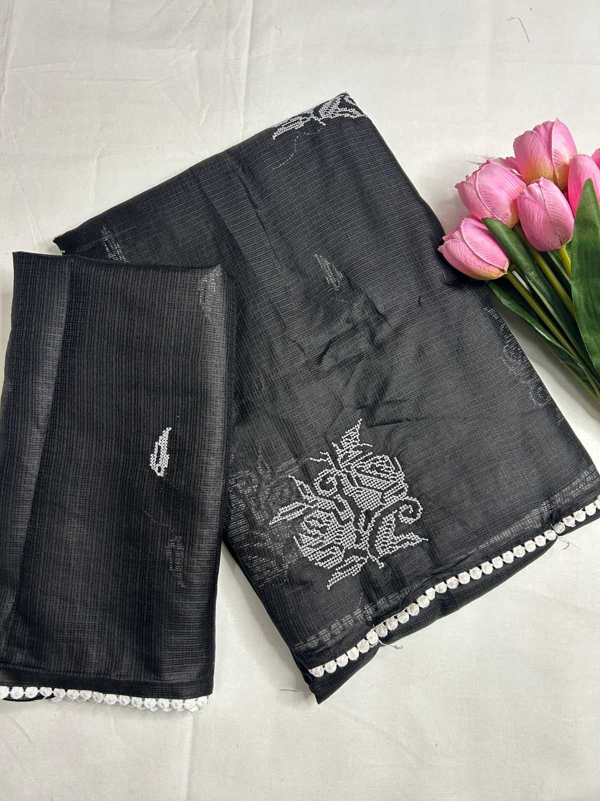 YNF Wholesale Cotton Soft Kota Party Wear Sarees KESH690 Balck N white | Surat Manufacturer