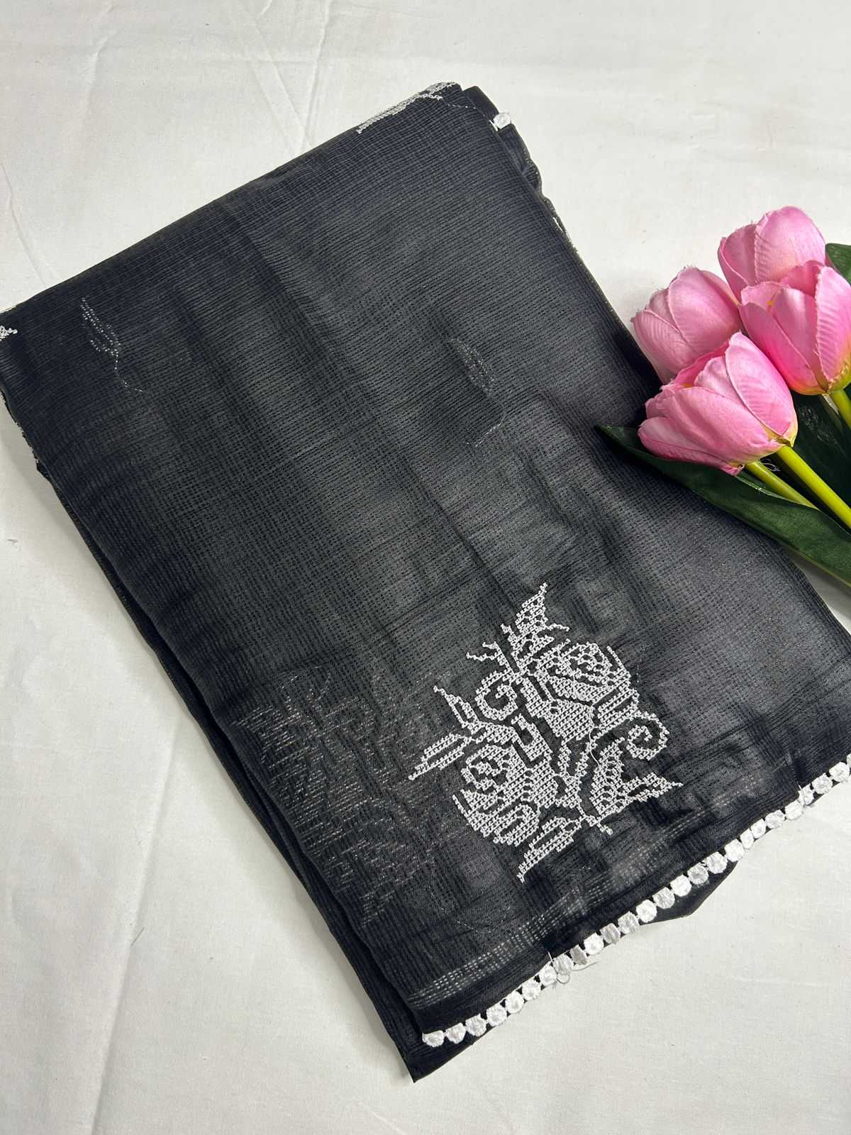 YNF Wholesale Cotton Soft Kota Party Wear Sarees KESH690 Balck N white | Surat Manufacturer