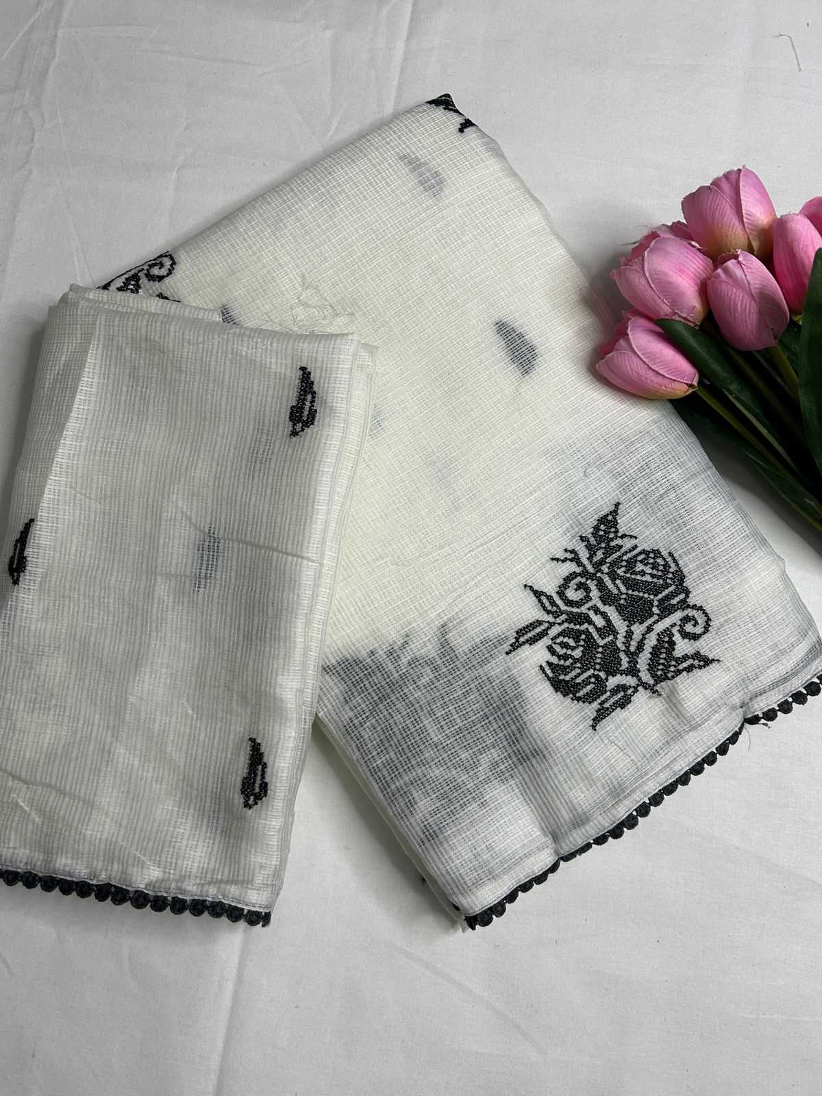 YNF Wholesale Cotton Soft Kota Party Wear Sarees KESH690 Balck N white | Surat Manufacturer