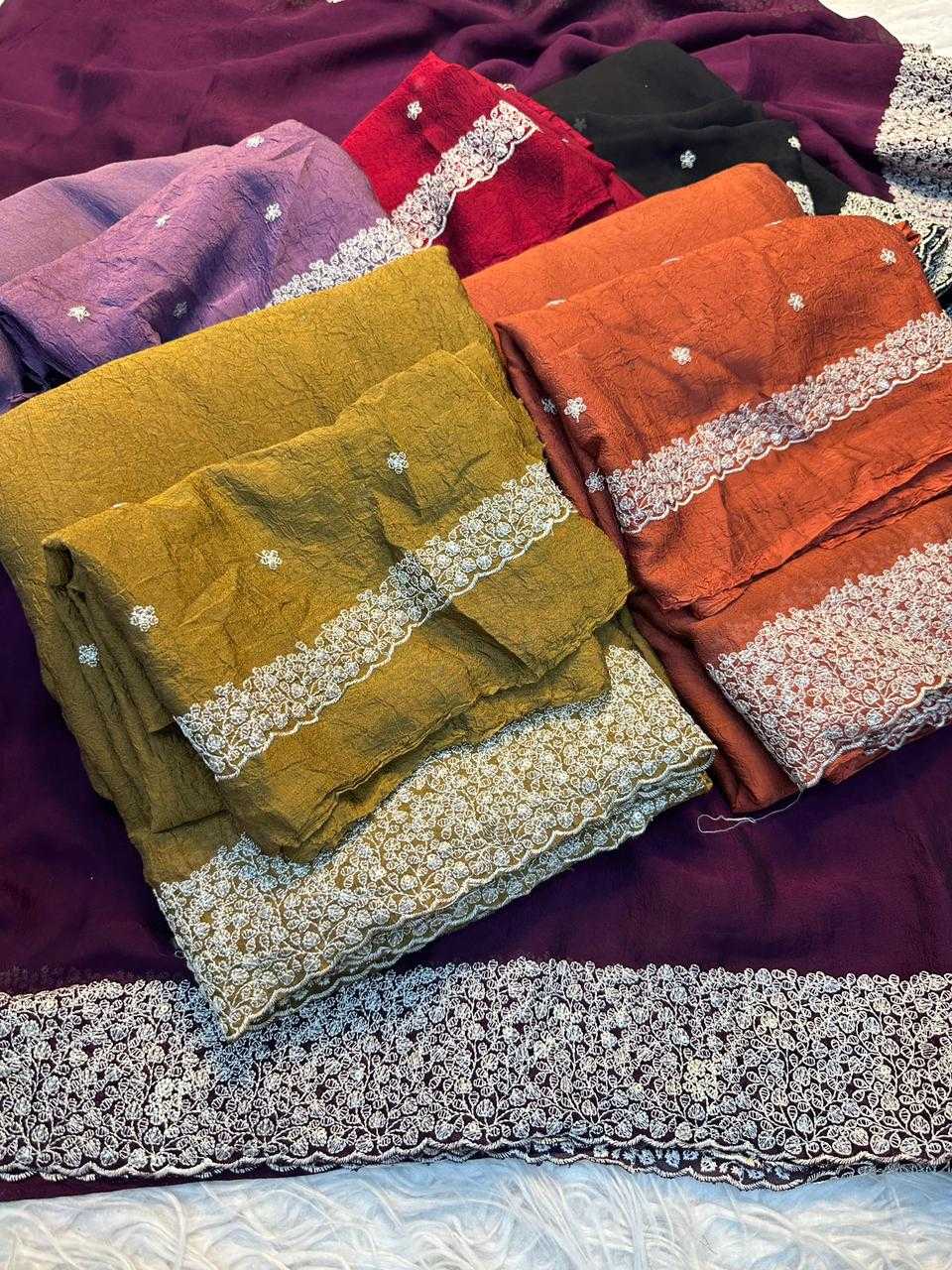 YNF Wholesale Crush Silk Embroidered Sarees KESH691 131 | Surat Manufacturer