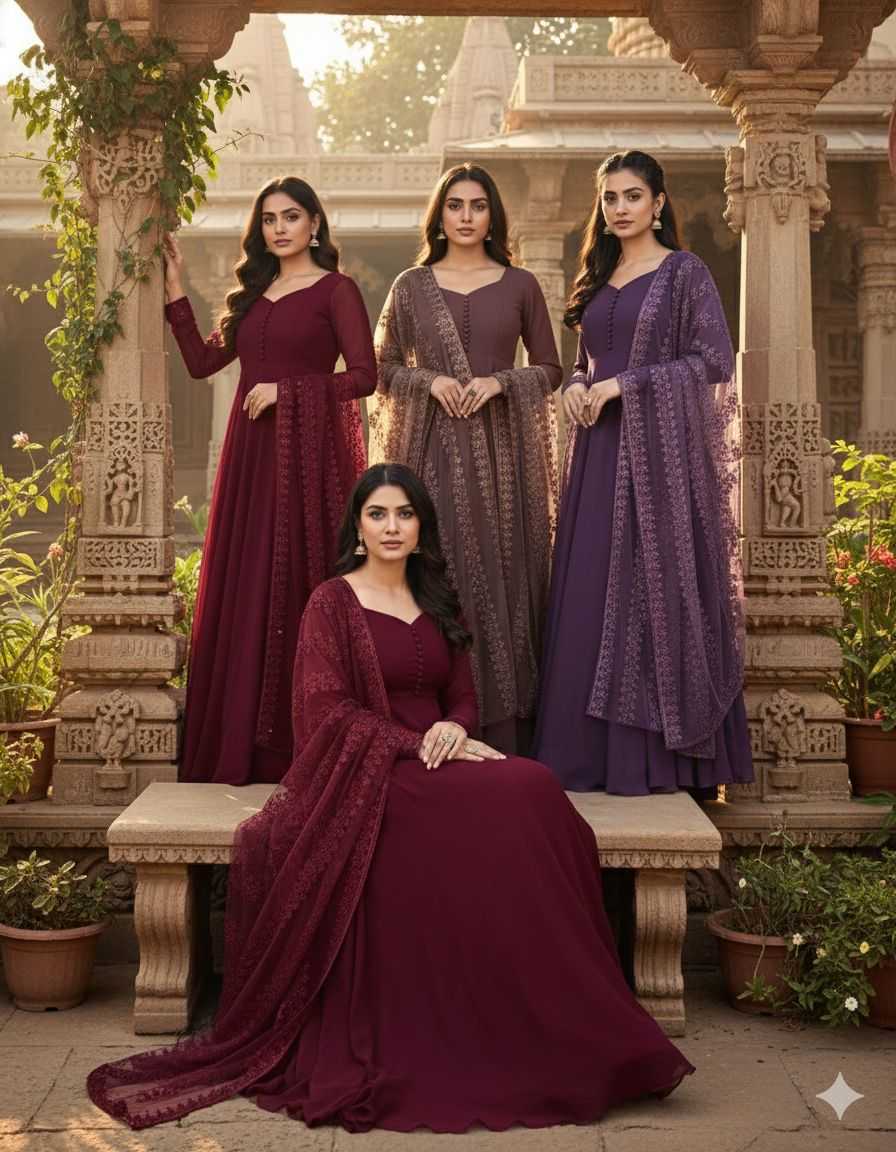 YNF Wholesale Faux Georgette Georgette Gown RIN102 125 | Surat Manufacturer