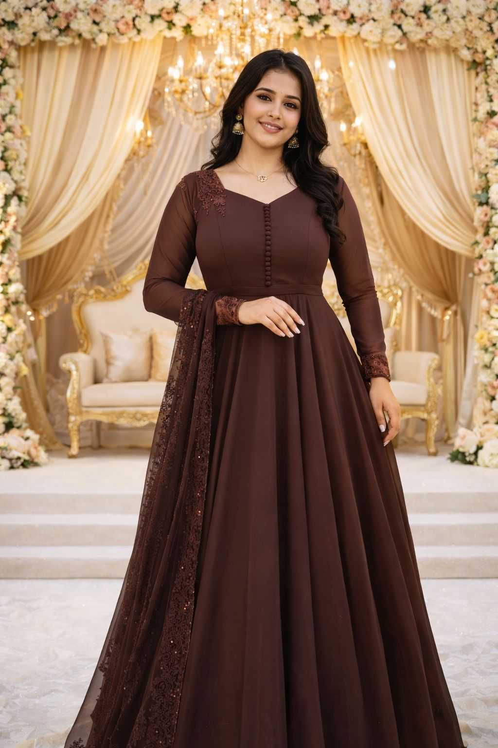 YNF Wholesale Faux Georgette Georgette Gown RIN102 125 | Surat Manufacturer