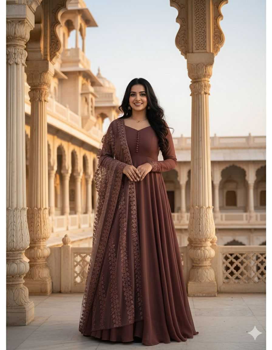 YNF Wholesale Faux Georgette Georgette Gown RIN102 125 | Surat Manufacturer