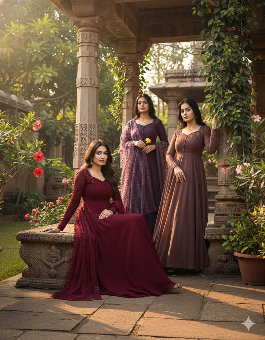 YNF Wholesale Faux Georgette Georgette Gown RIN102 125 | Surat Manufacturer