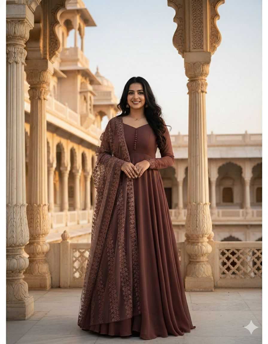 YNF Wholesale Faux Georgette Georgette Gown RIN102 125 | Surat Manufacturer