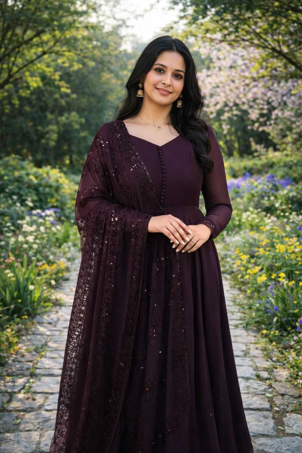 YNF Wholesale Faux Georgette Georgette Gown RIN102 125 | Surat Manufacturer