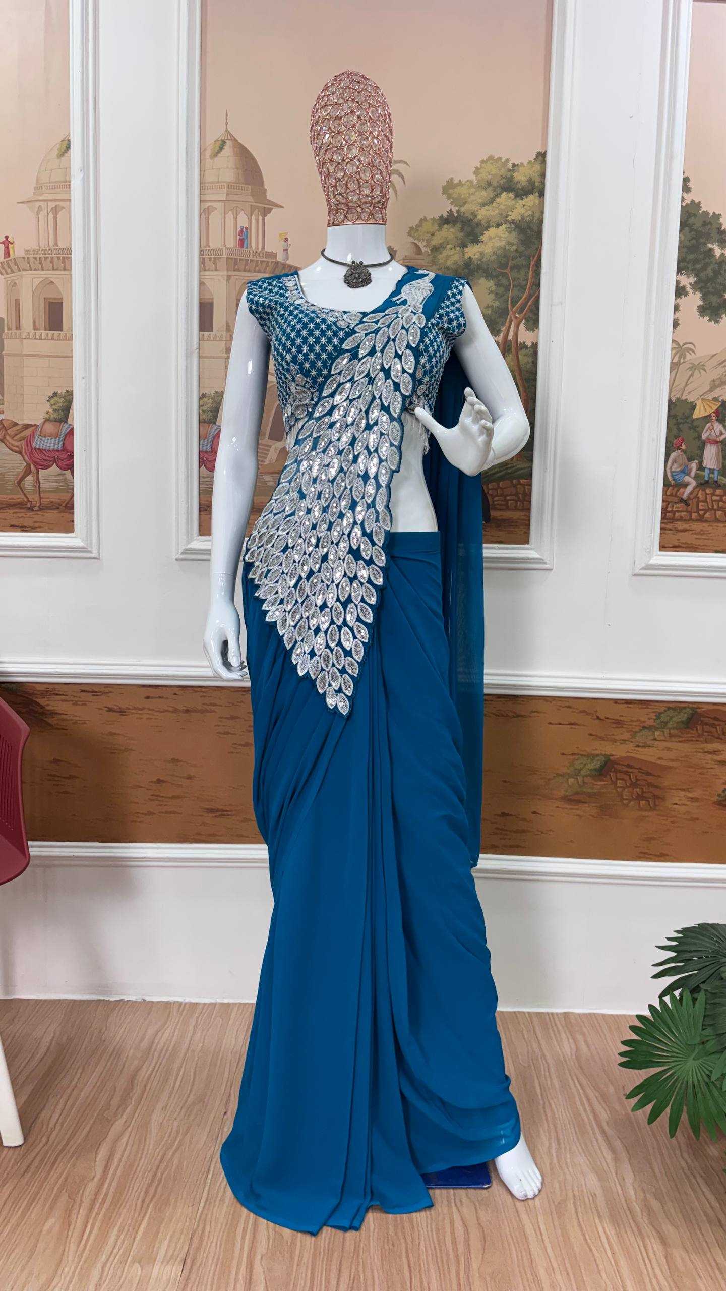YNF Wholesale Faux Georgette Ready To Wear Sarees RIN215 1165 | Surat Manufacturer