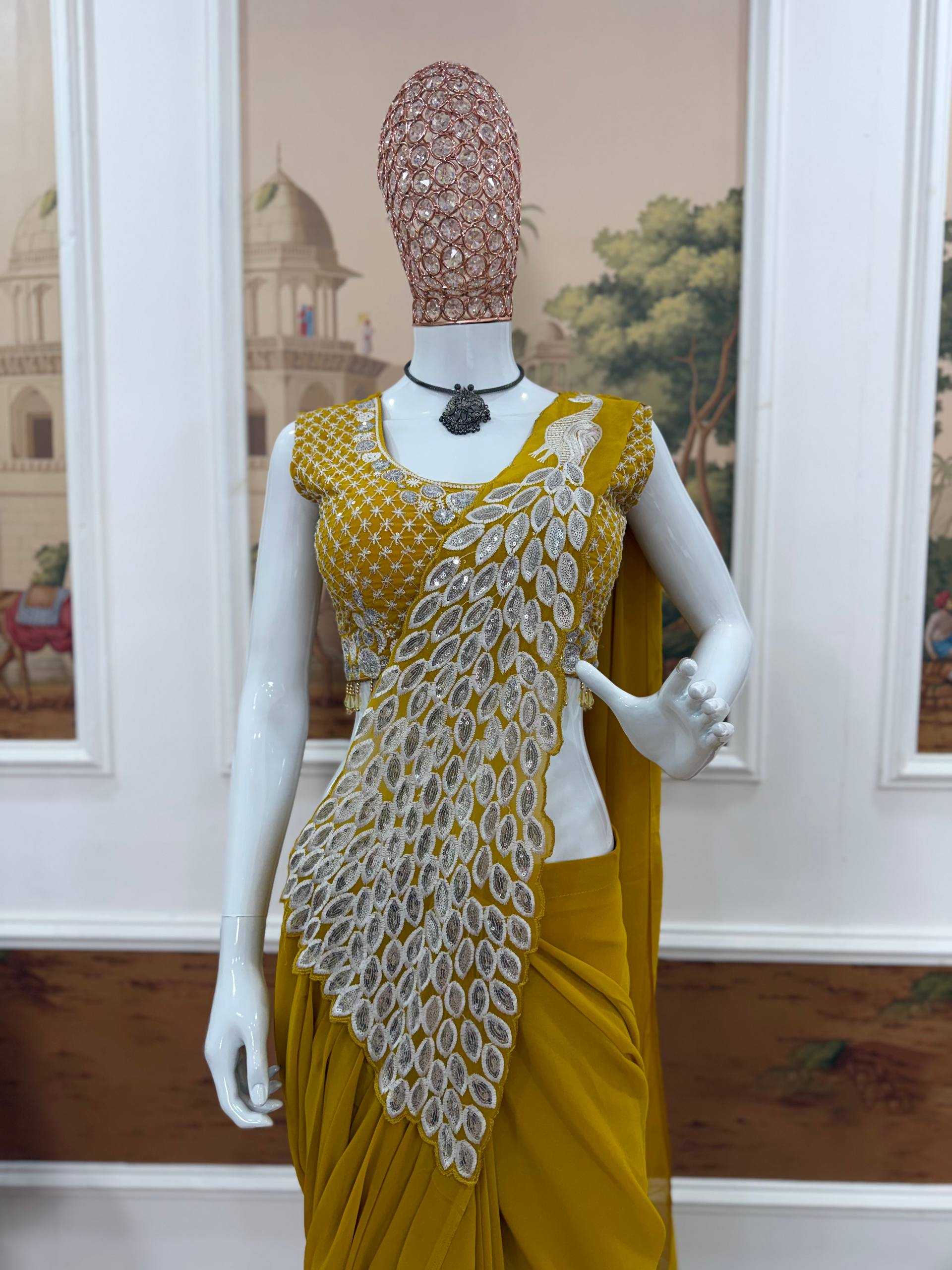 YNF Wholesale Faux Georgette Ready To Wear Sarees RIN215 1165 | Surat Manufacturer